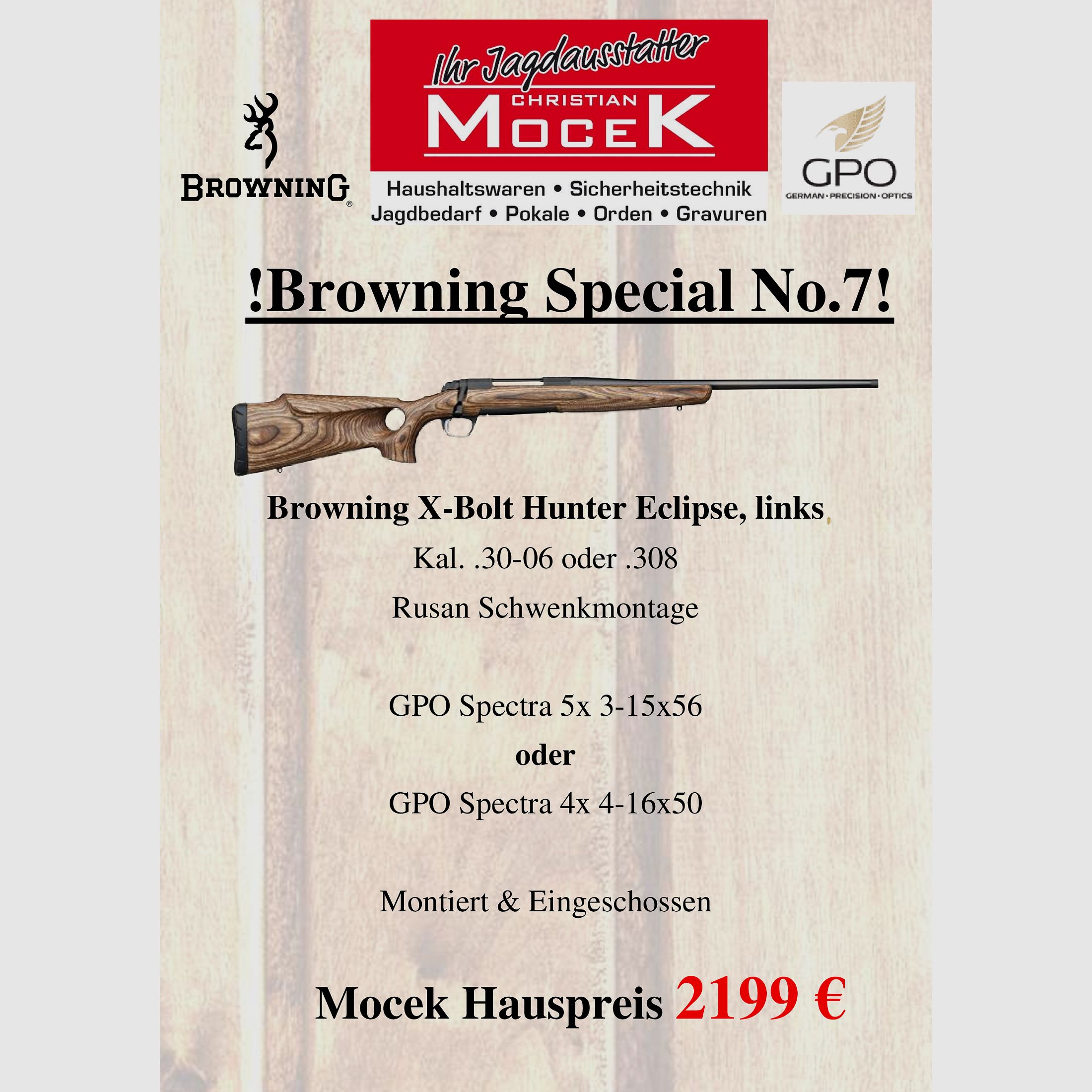 Browning X-Bolt Hunter Eclipse, mit GPO Spectra, links