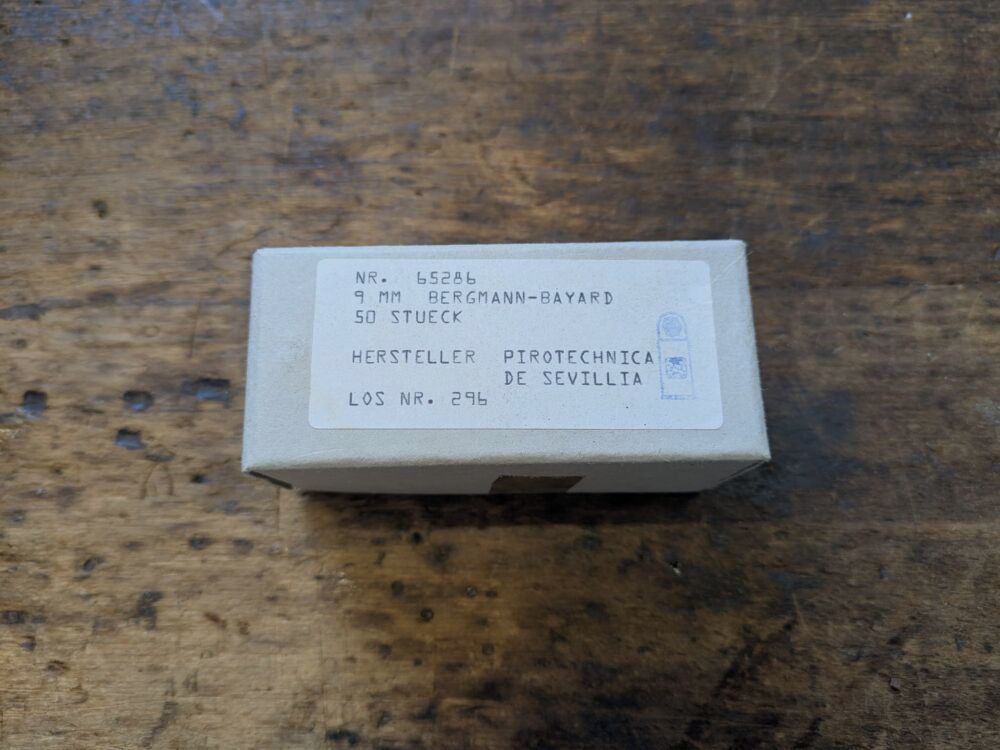 Pirotechnica de Sevillia Munition 9mm Bergmann-Bayard * Selten *