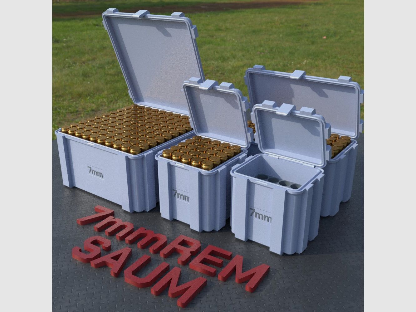 Filamelt Munitionsbox / Ammo Box 7mm REM SAUM – Patronenbox ‘Klappdeckel’ – 20 / 25 / 50 / 100 Runden