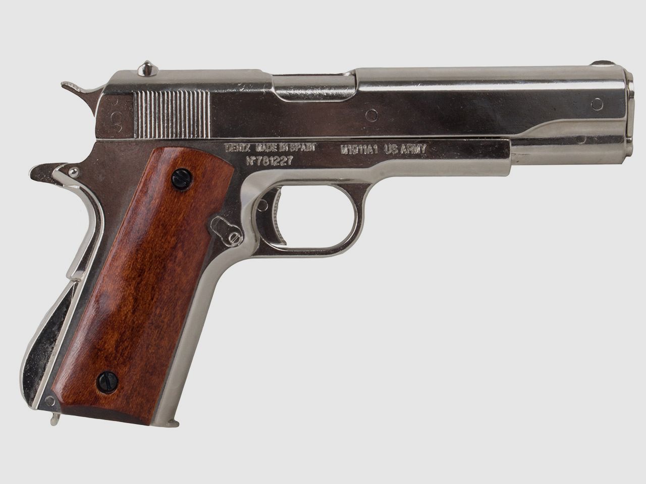 Denix Deko Automatik Pistole Colt Government M1911A1 Kaliber .45 LĂ¤nge 24 cm nickel
