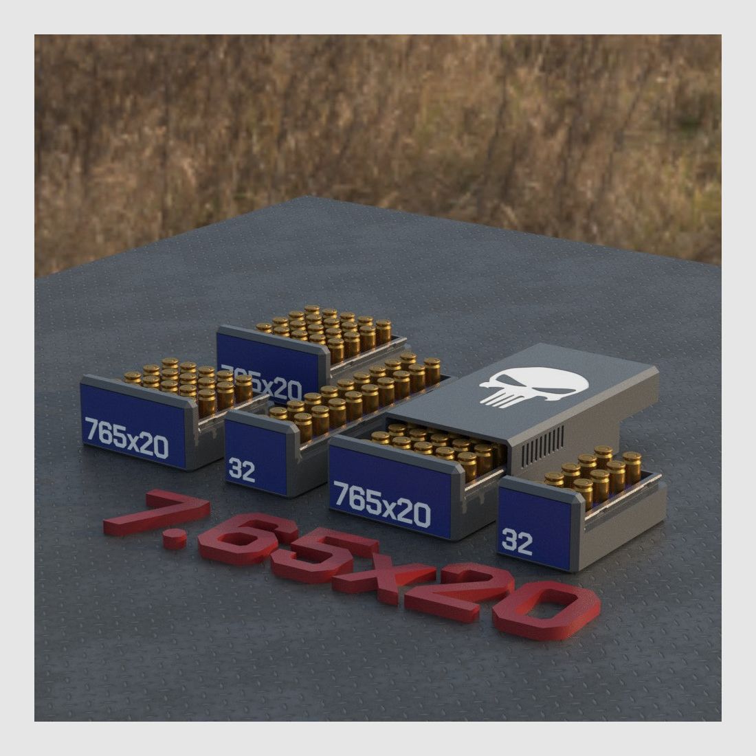 Filamelt Munitionsbox / Ammo Box 7.65mm / .32 French Long – Patronenbox für 50 Schuss, Made in Germany