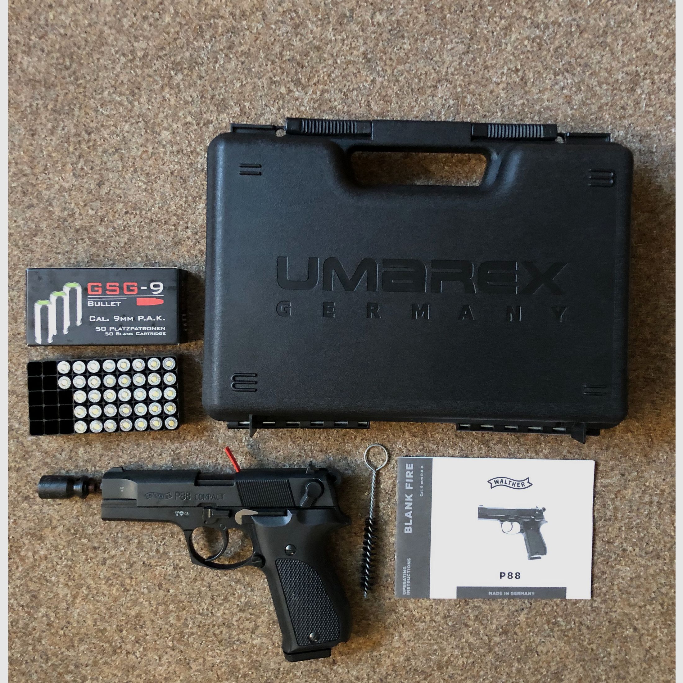 Walther P88 P.A.K. 9mm , schwarz-brüniert, Top Zustand - inkl. Munition!