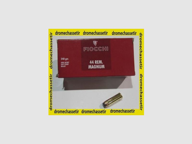 1 Schachtel mit 50 Patronen Fiocchi im Kaliber 44 Rem Mag, 240 Grain, SJSP