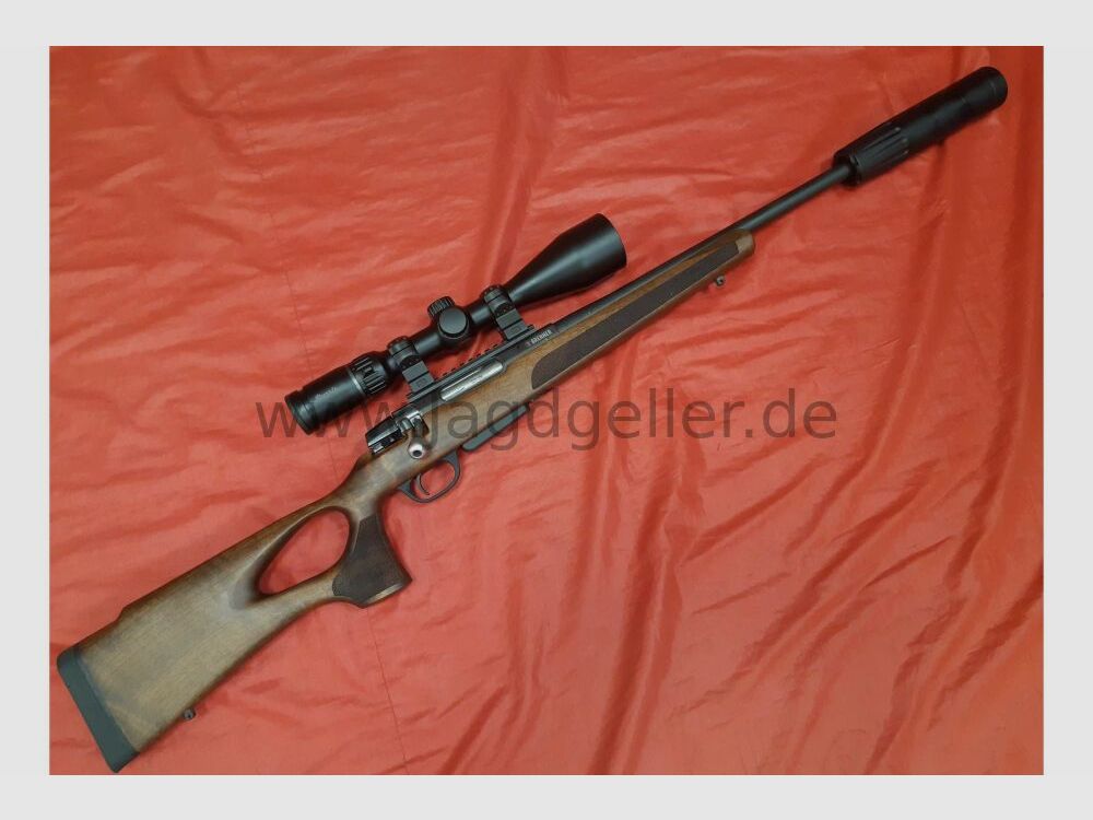 Repetierbüchse BRENNER BR20 308 Win. Holz-Lochschaft + Schalldämpfer und 3- .308Win