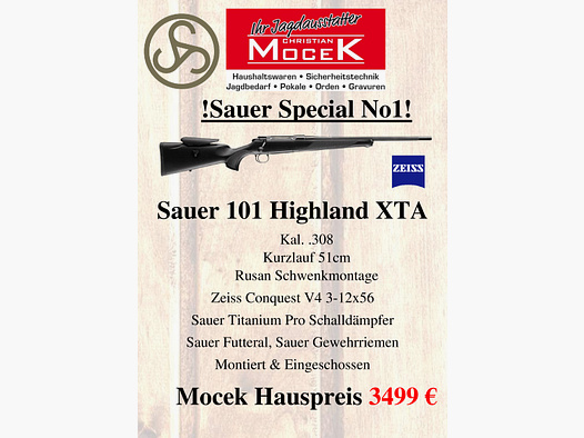 Sauer 101 Highland XTA, mit Zeiss Conquest V4 3-12x56