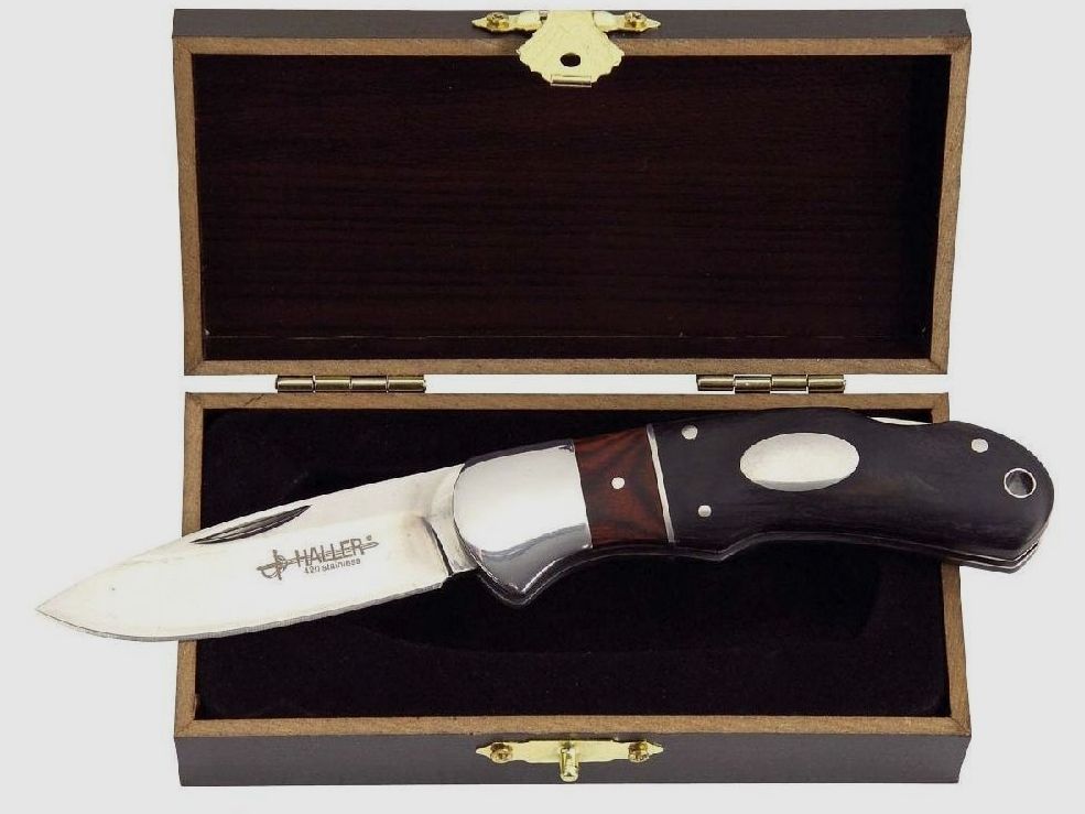 edles Taschenmesser Holzgriff zweihandmesser legal führen Geschenkbox