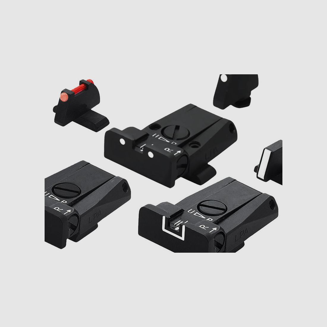 LPA Match Sight SPR pour pistolets CZ CZ M75/85 neuf, lame de visée noire, guidon rouge "Fiber Optic"