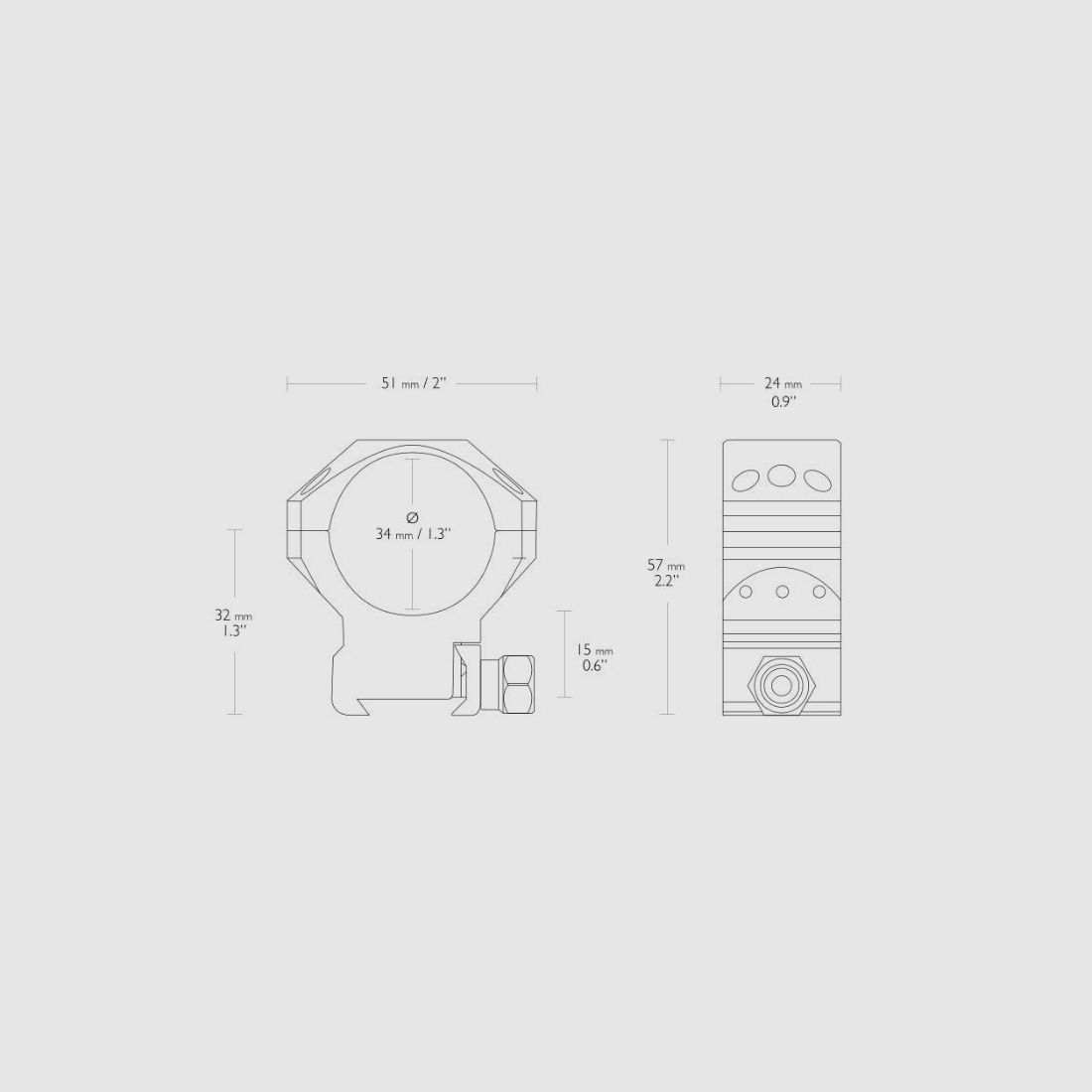 Hawke Tactical Ring Mount 34mm / Picatinny / Medium, image 2 of 2