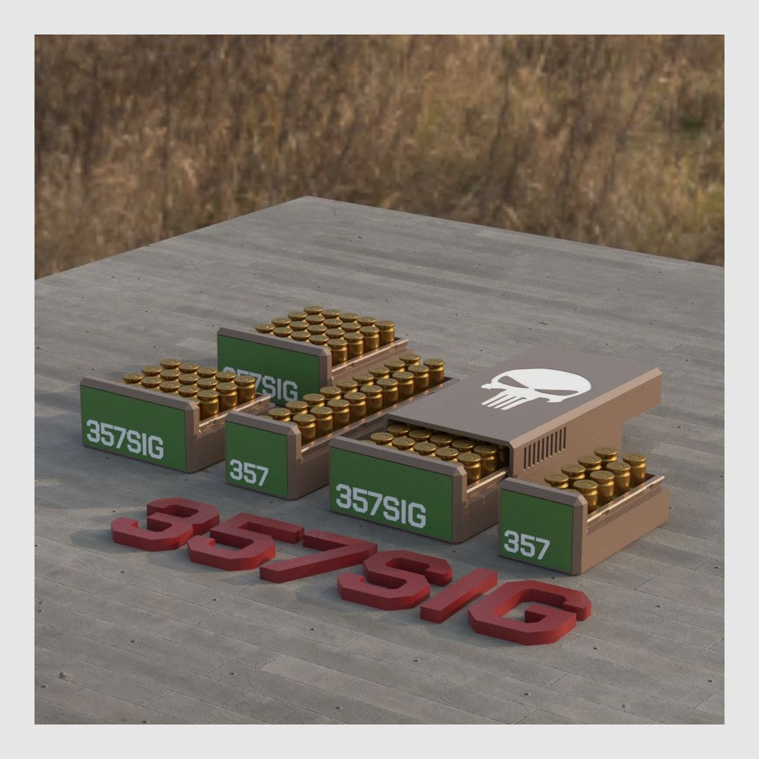 Filamelt Munitionsbox / Ammo .357 SIG – Patronenbox für 50 Schuss, Made in Germany