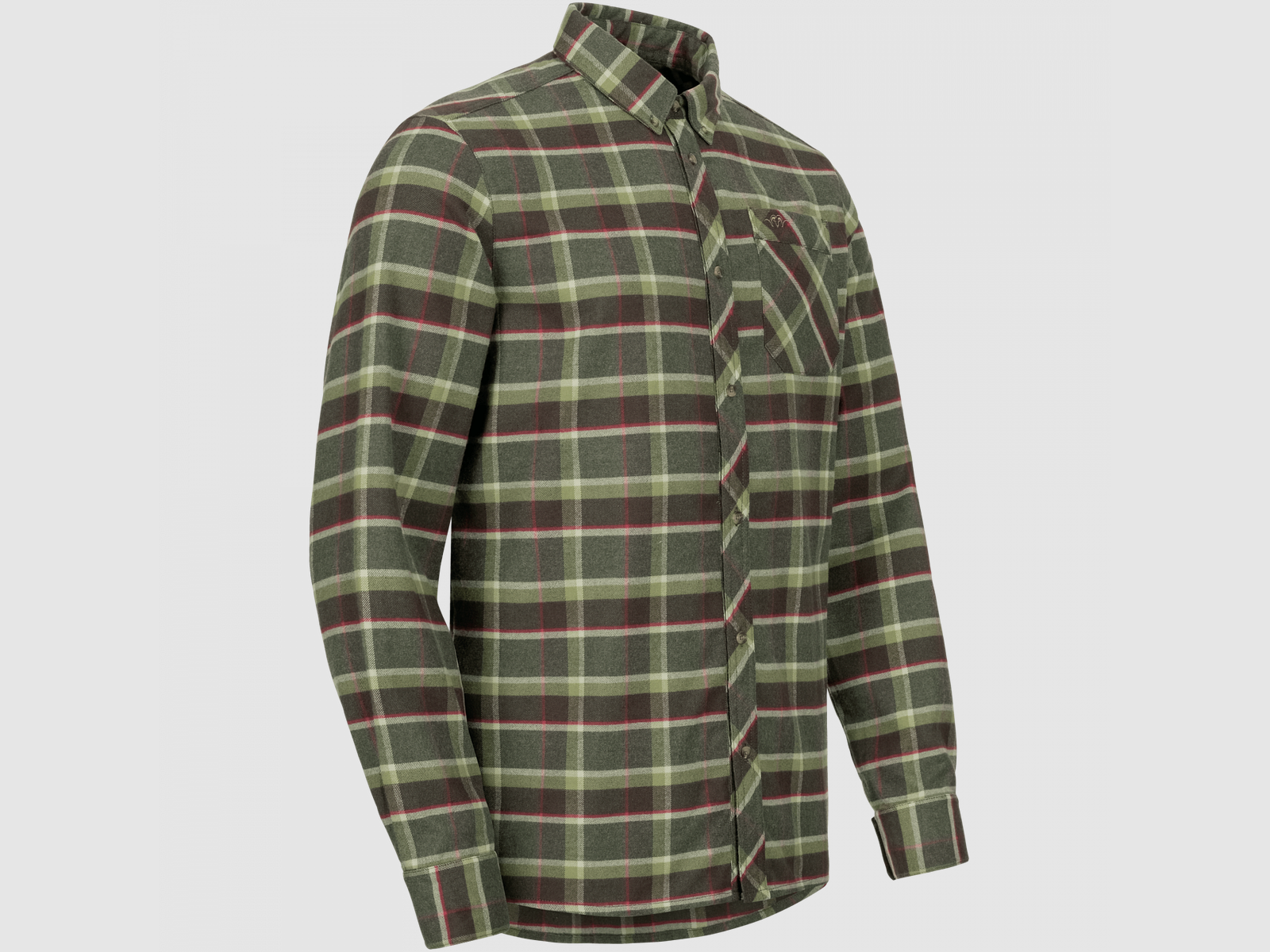 Blaser Flanellen Hemd Charles Olijf/Rood Geruit, afbeelding 2 van 4