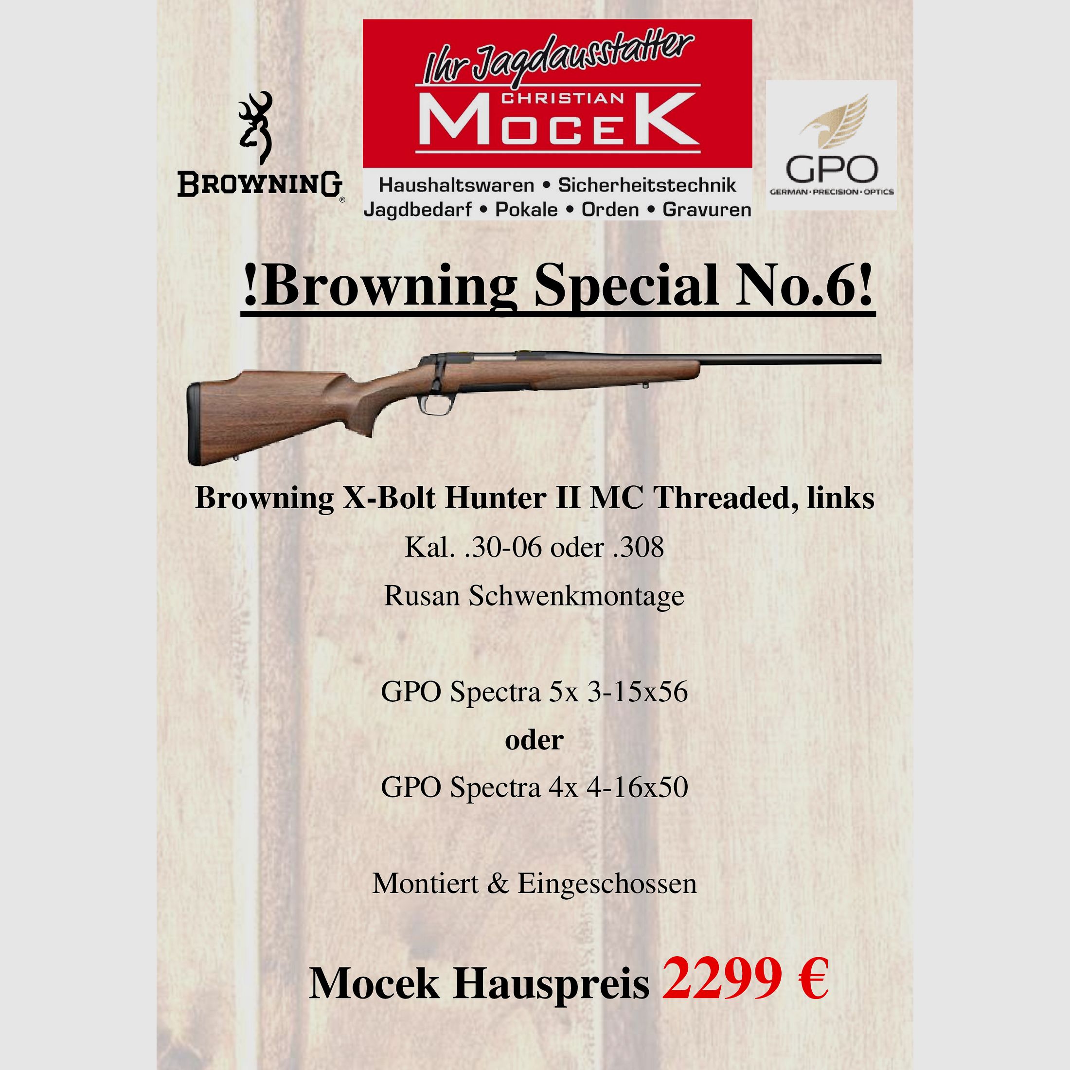 Browning X-Bolt Hunter II MC threaded, with GPO Spectra, left