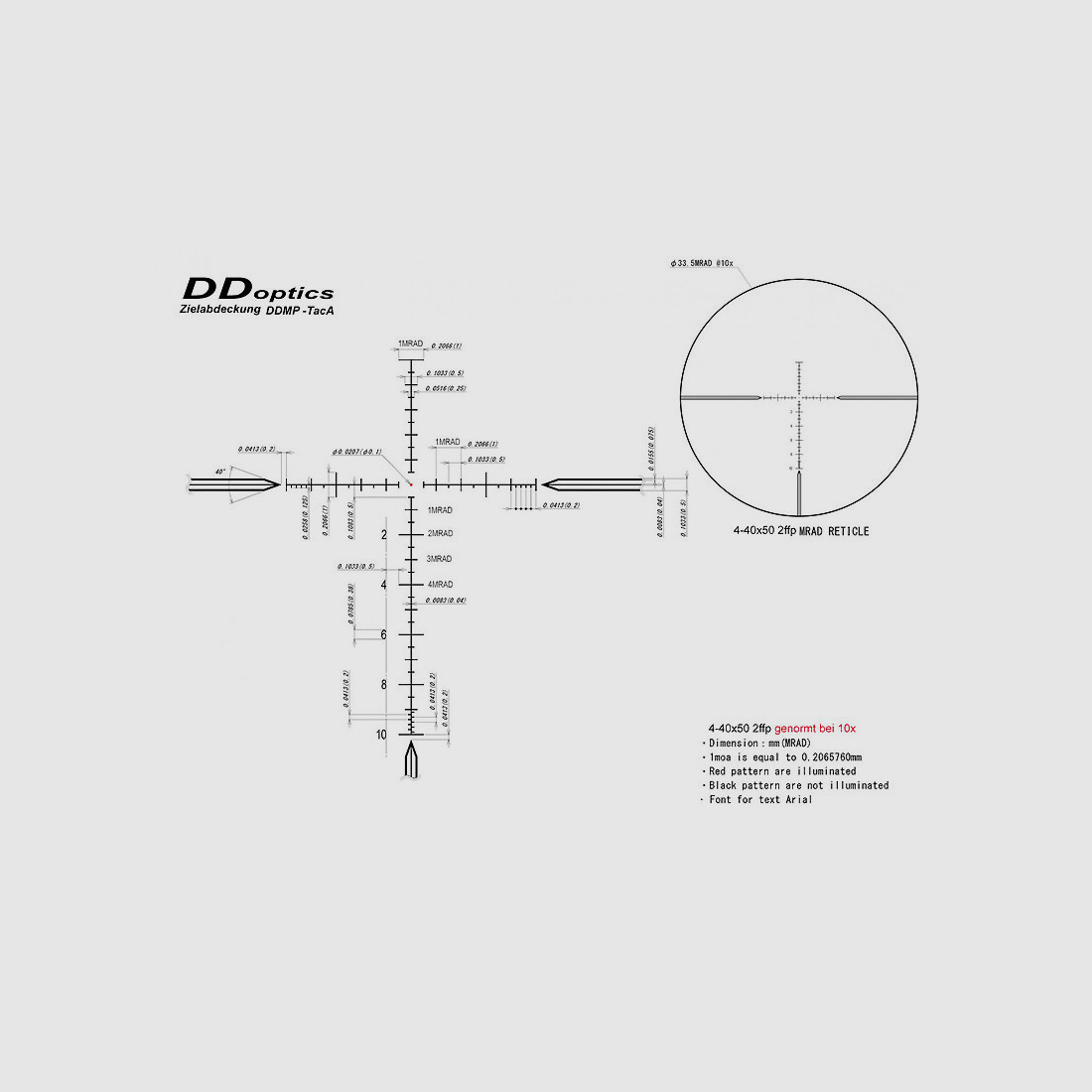 DDoptics ZF Nachtfalke V10 4-40x50 DDMP tacA + fiber optic dot