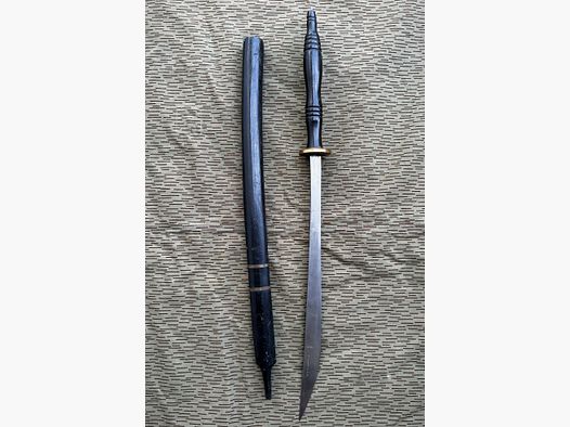 Schwert Dha Burma Asian Fighting Sword Wooden Sheath Antique