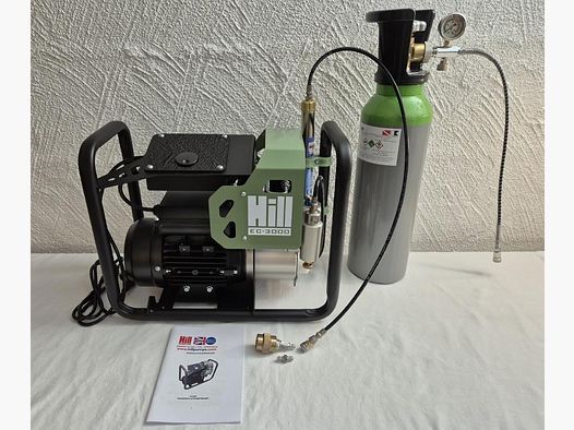 Hill EC-3000 Elektrischer Druckluftkompressor, Komplettset mit Druckluftflasche