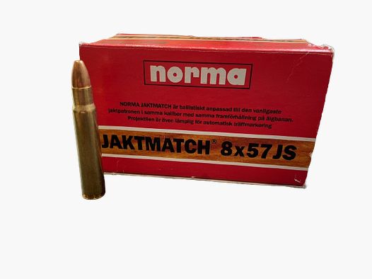 NORMA JAKTMATCH CARTUCHOS DE RIFLE - 8x57 IS / JS - 8,0 G / 123 GRS. - 50 CARTUCHOS