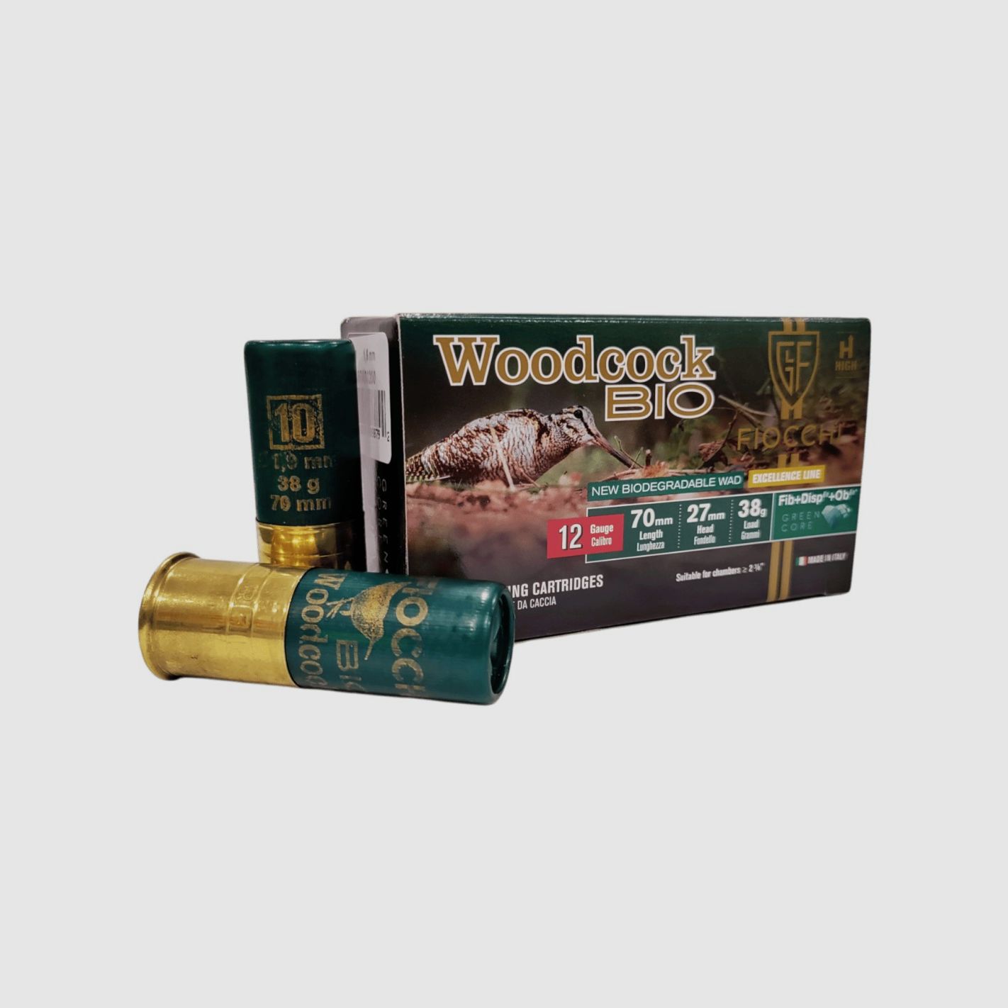 Fiocchi Excellence Woodcock BIO patronen kal. 12/70 38 g lood 10 10 stuks