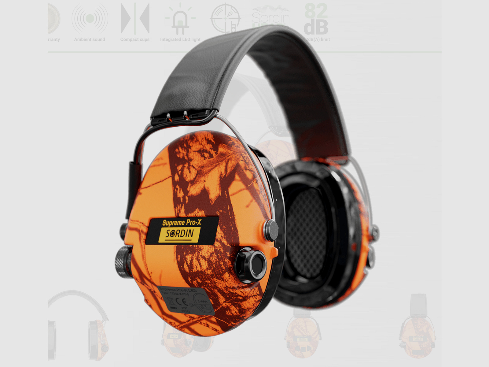 Sordin 75302-X-09-S Elektronischer Gehörschutz Supreme Orange Camo Pro X LED Headband