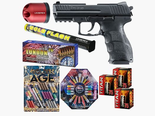 Silvester Feuerwerk Set Heckler & Koch P30 Schreckschuss Pistole 9 mm P.A.K. ...