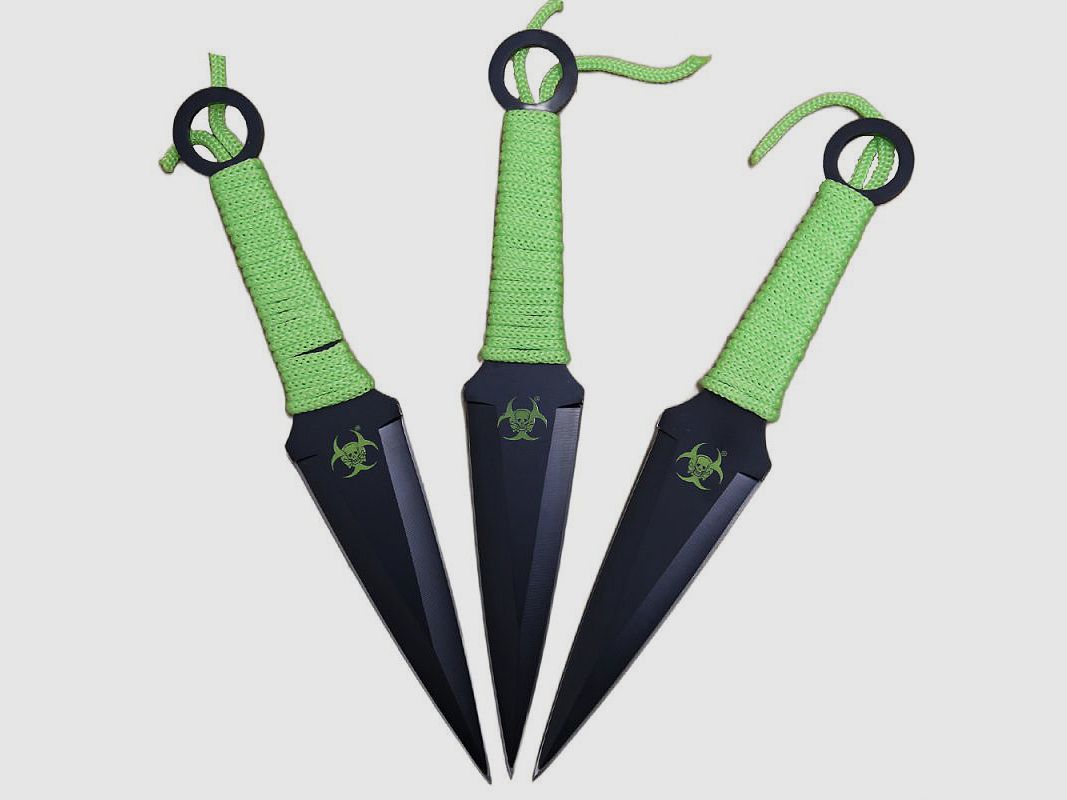 Kunai 3er Set Wurfmesser mit Nylon Scheide