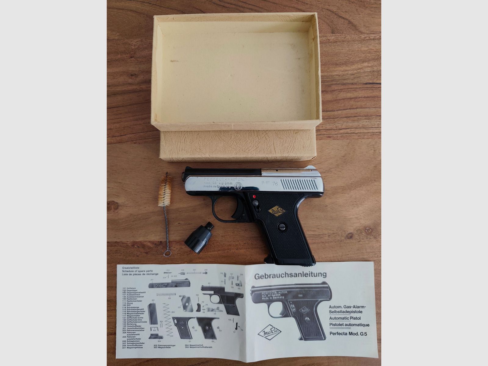 Sehr seltene Mayer & Riem PERFECTA G5 in Teil Nickel   PTB 12