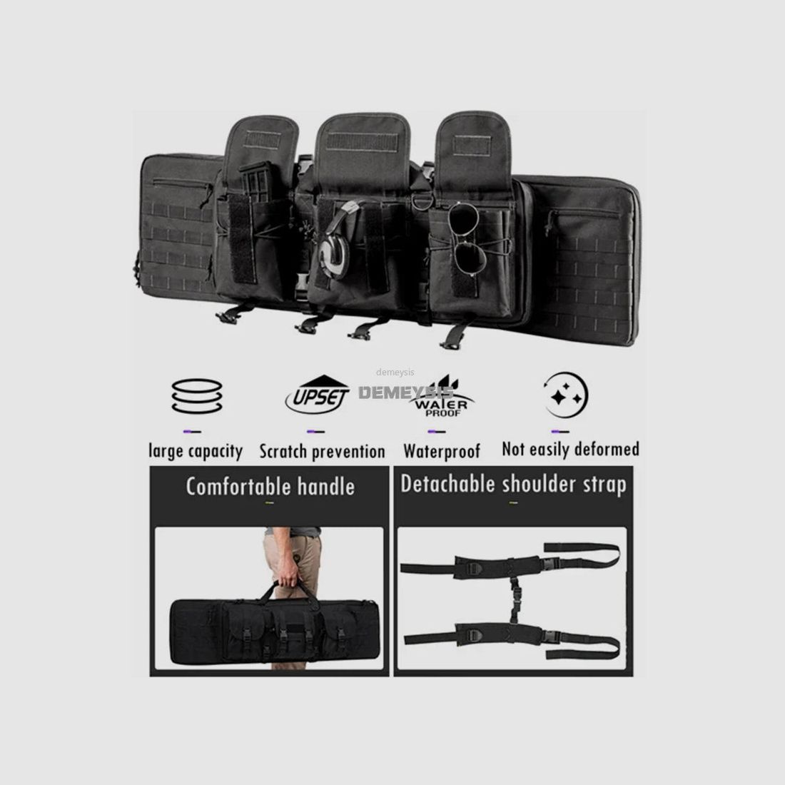 <Tekst>Tactische MOLLE-wapentas voor 2 geweren – 600D Oxford – Rugzak & tas – 95 cm / 116 cm – Airsoft, jacht, schietsport</Tekst>