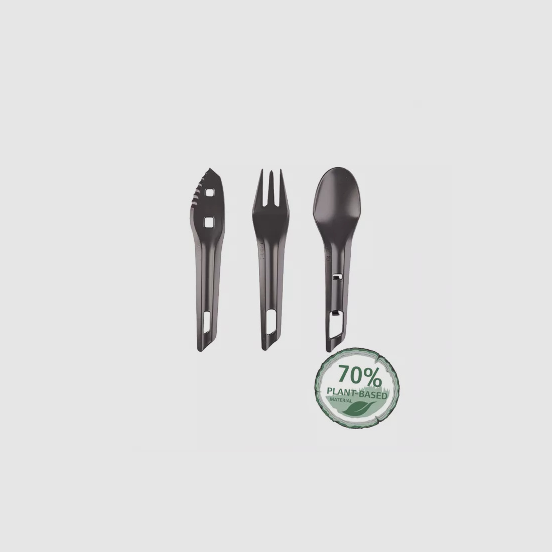 The Ocys™ (Outdoor Cutlery Set) Wildo® dark gray 3-piece.