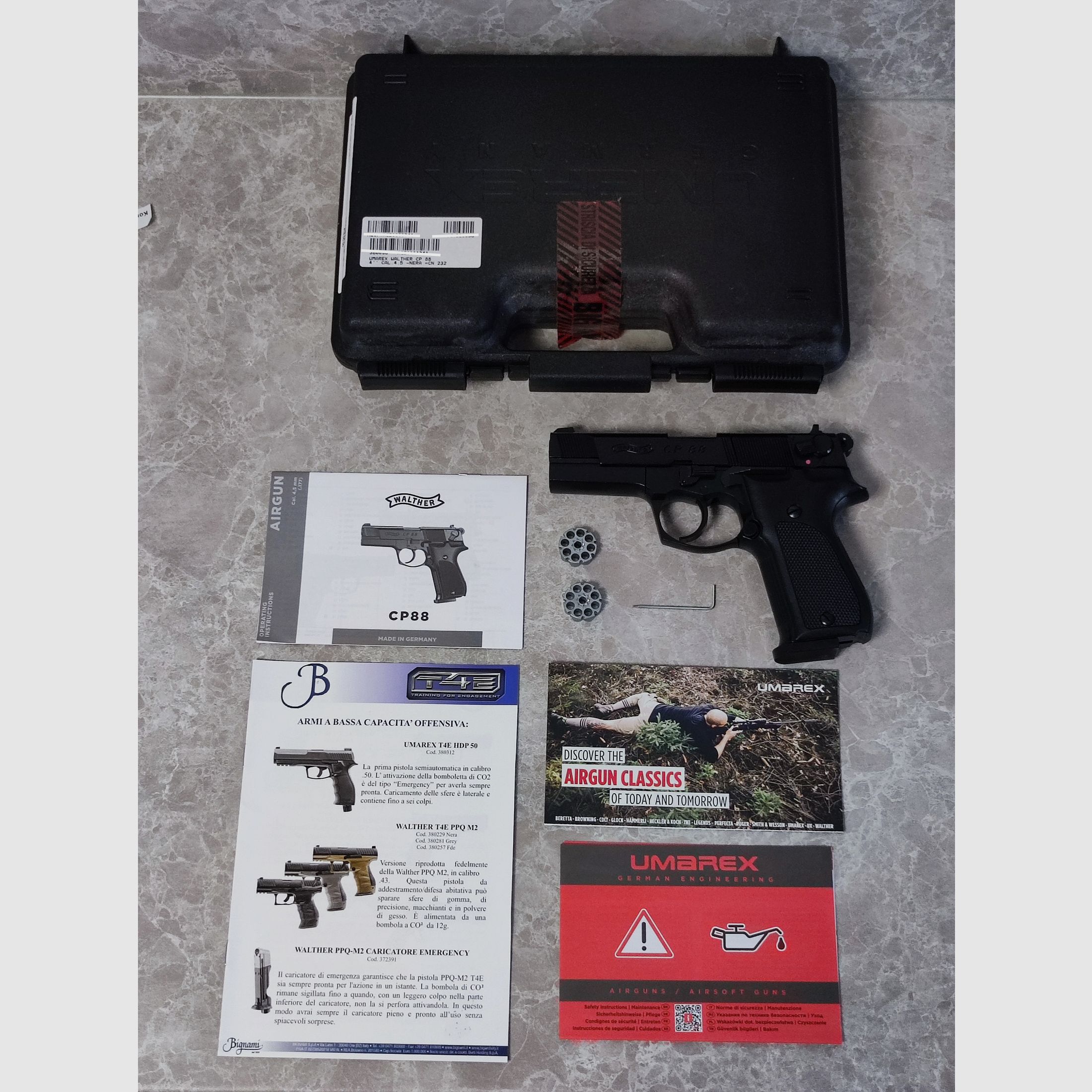 NEU Umarex Walther CP88 schwarz CAL4,5 CO2 Gas Pistole