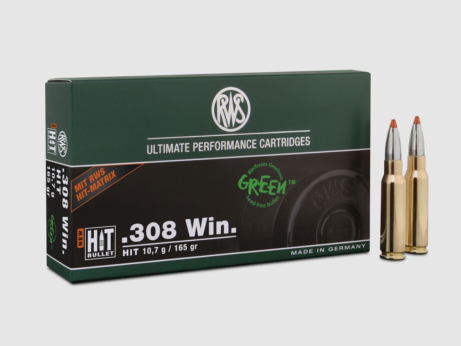 RWS .308 Win. HIT green 10,7 g/165 gr cartuccia per carabina senza piombo