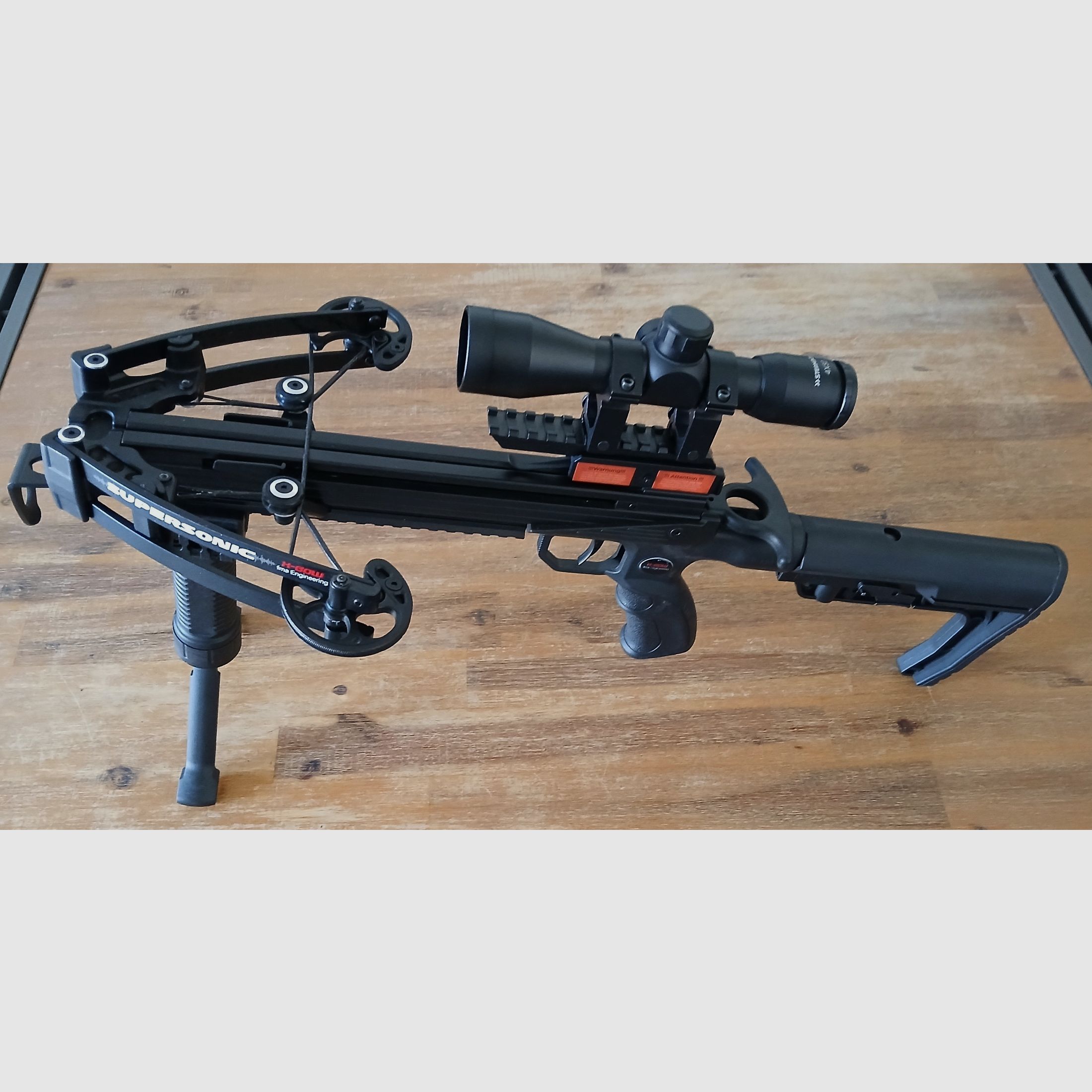 X-BOW FMA Supersonic - 120 lbs / 330 fps - ballesta de pistola incl. Red Dot y tornillos con Steambow scope 4x32