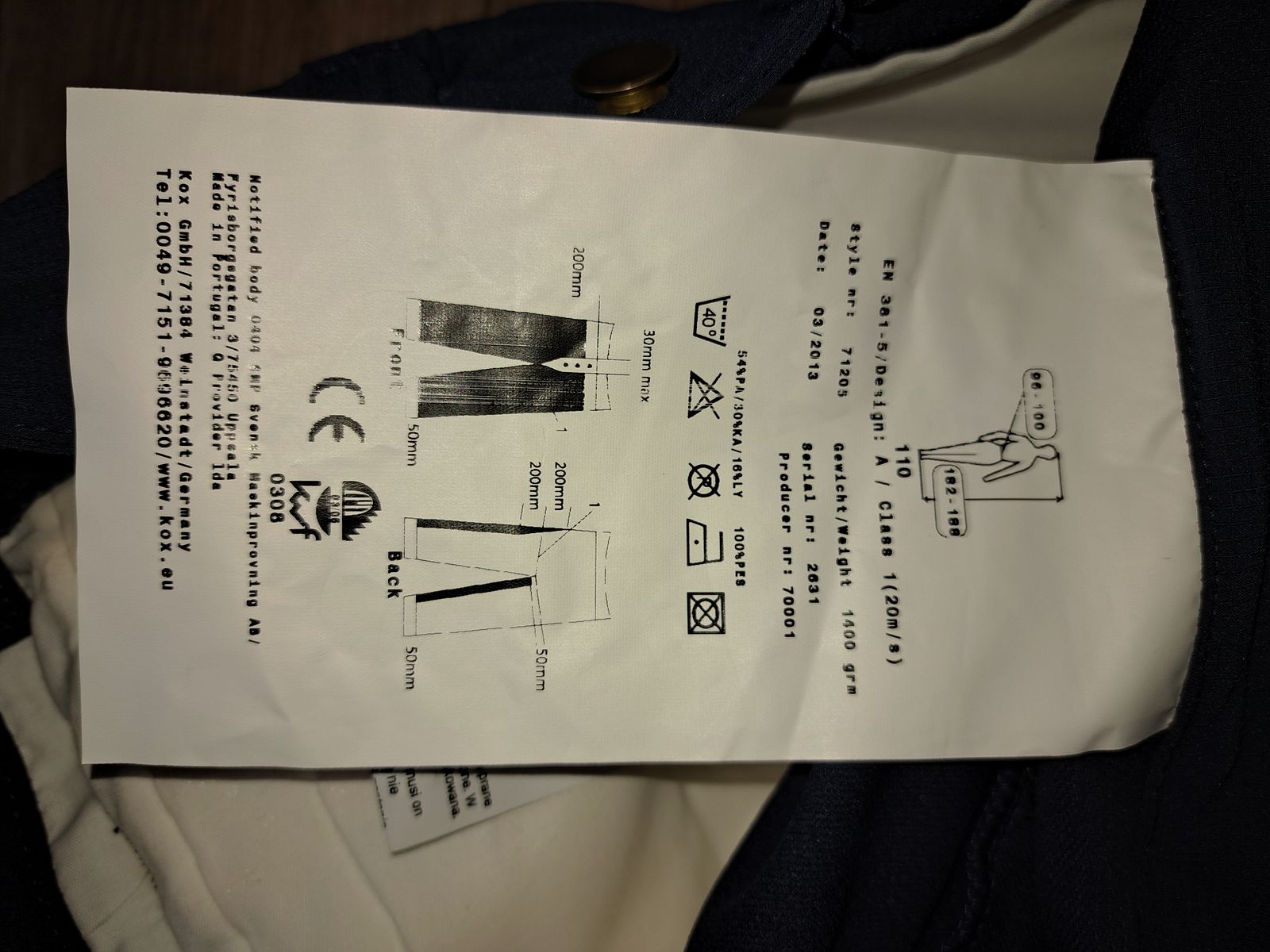 Schnittschutzhose KOX- Stretch , Größe 110 ,  neu