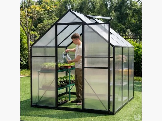 Gewächshaus aus Aluminium und Polycarbonat 3,13 m² - 177x177x192
