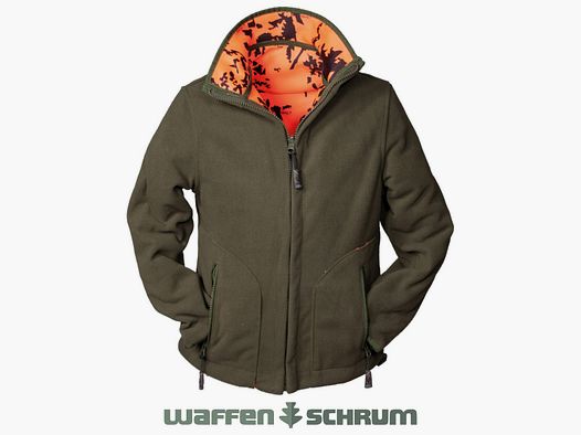 Hubertus Kinder Waarschuwings-Wende-Fleecejack Olijf/oranje