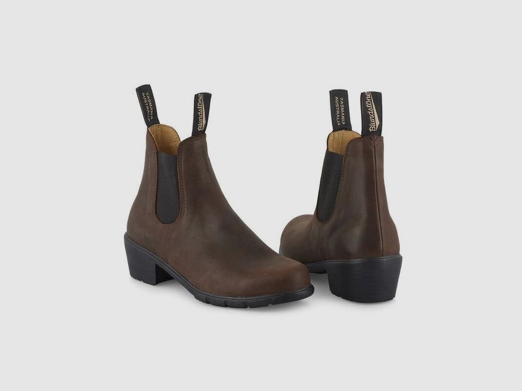 Blundstone Damen Bootie #1673 Heeled Antique Brown Leather