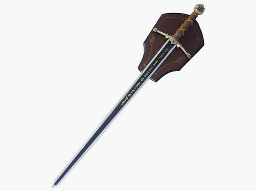 Crusader sword with inscription and wall mount