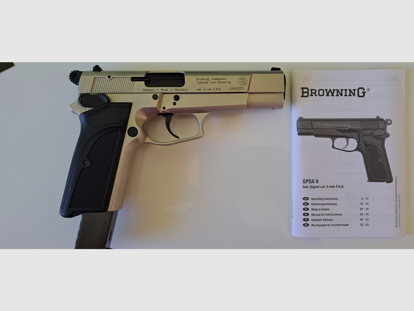 Browning GPDA 9, nickel, Umarex blank firing pistol