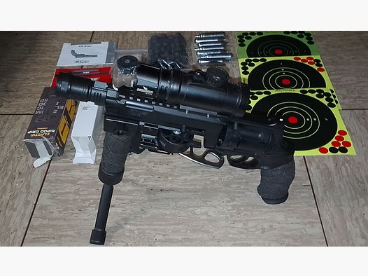 T4E HDR .68 frontgrip Taschenlampe Visier tactical Knife Rubberballs c02 Kapseln usw neuwertig hdr68 Markierer RAM F