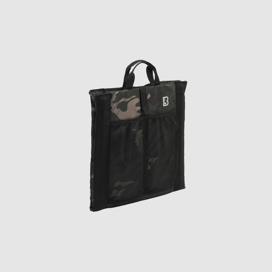 Folding seat with carrying handle + mesh pocket for 2 drink bottles - Dark Camo