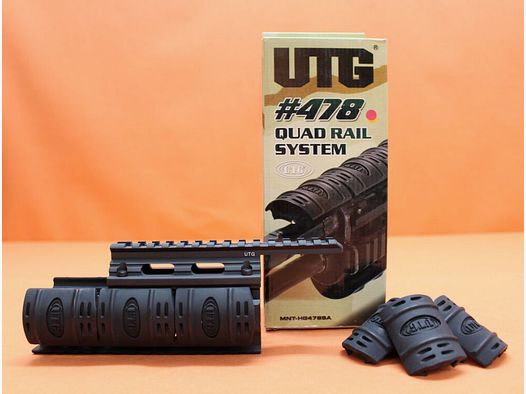 UTG - Leapers Kalashnikov AKM: Sistema de 4 rieles/-guardamanos UTG (MNT-HG478SA) Aluminio negro incluye protectores de rieles