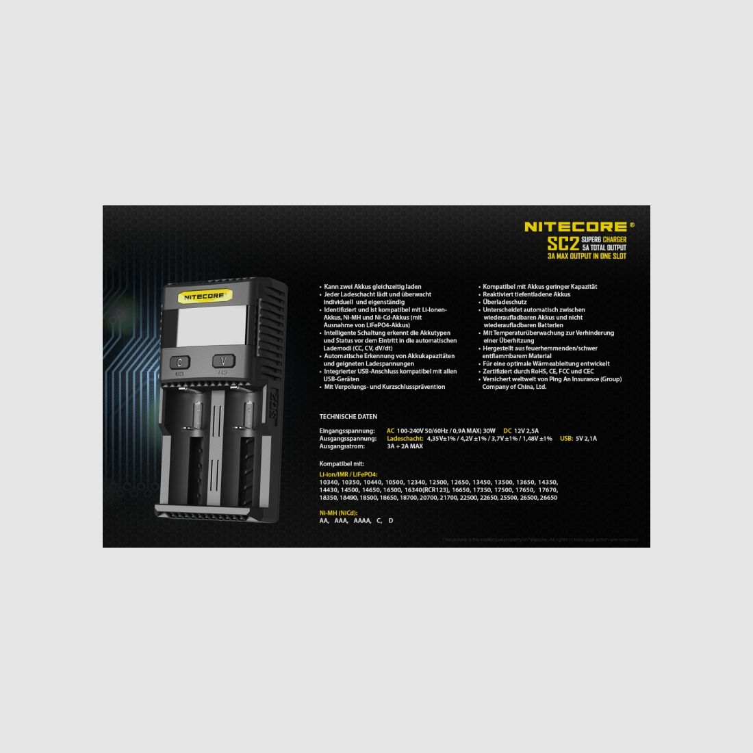 Nitecore SC2 3A Schnelllader