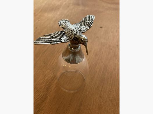Lovergreen Accessoires Motiv Likör-Glas mit Waldschnepfen-Fuß aus Zinn