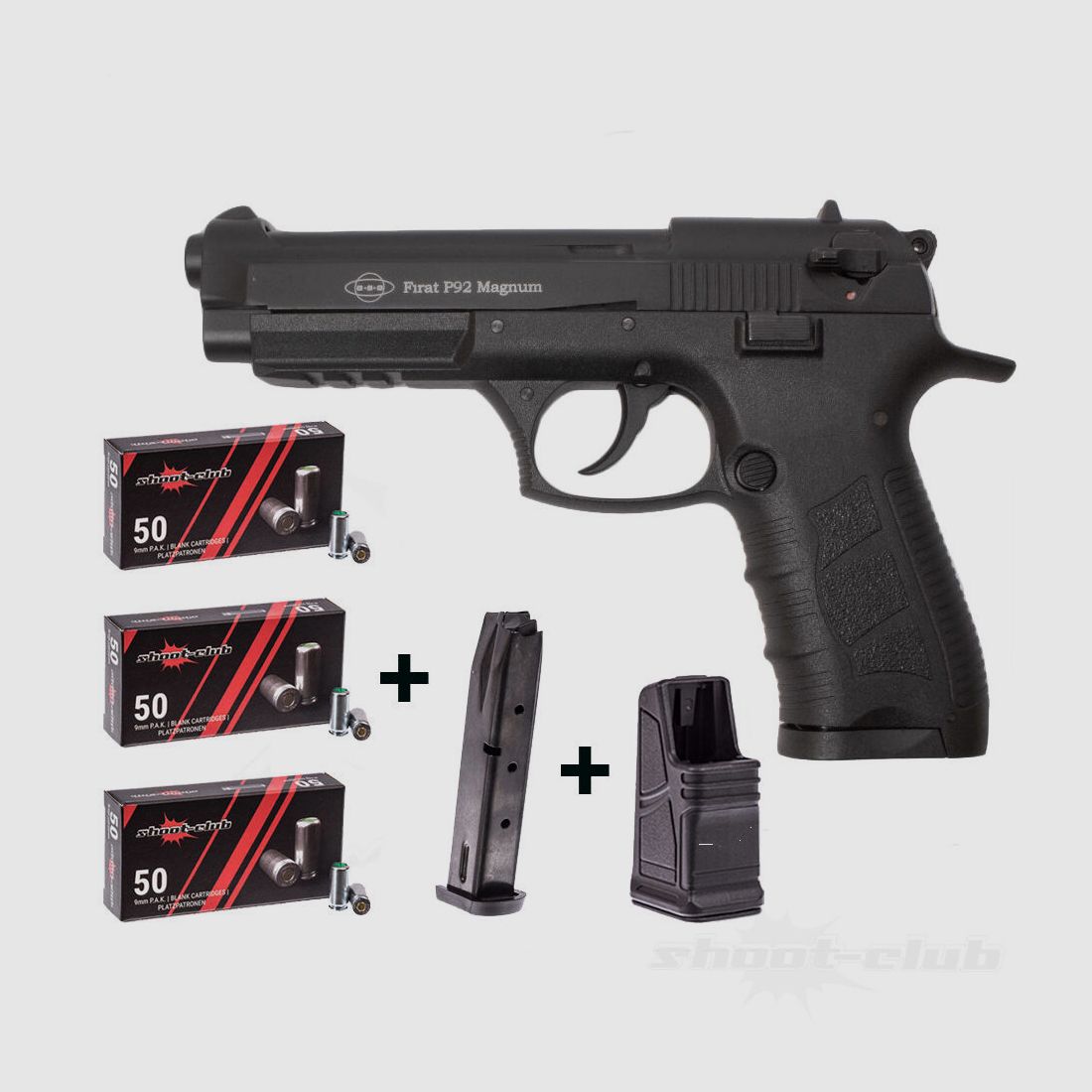 Ekol P92 Magnum Schreckschusspistol 9mmPAK Schwarz mit Magazin