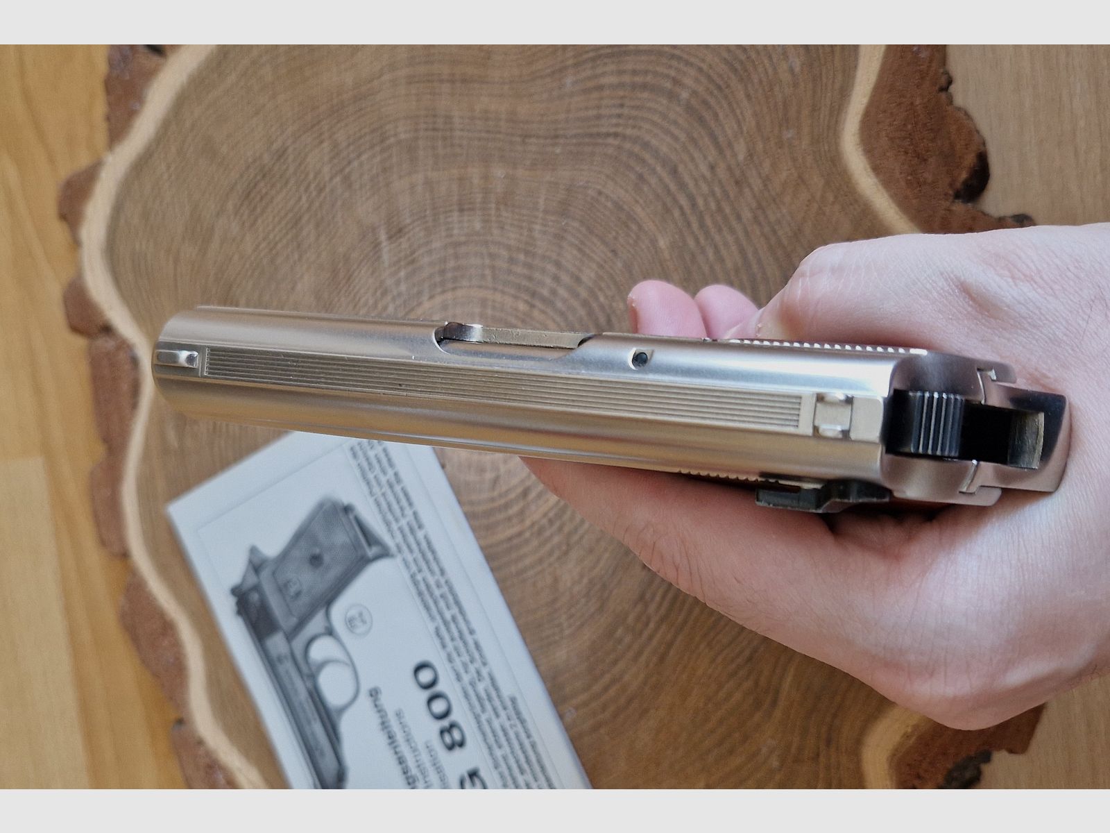 RÖHM RG 800 Pistole 8mm vernickelt mit Holzgriffschalen, gebraucht, OVP + Zubehör Schreckschuss