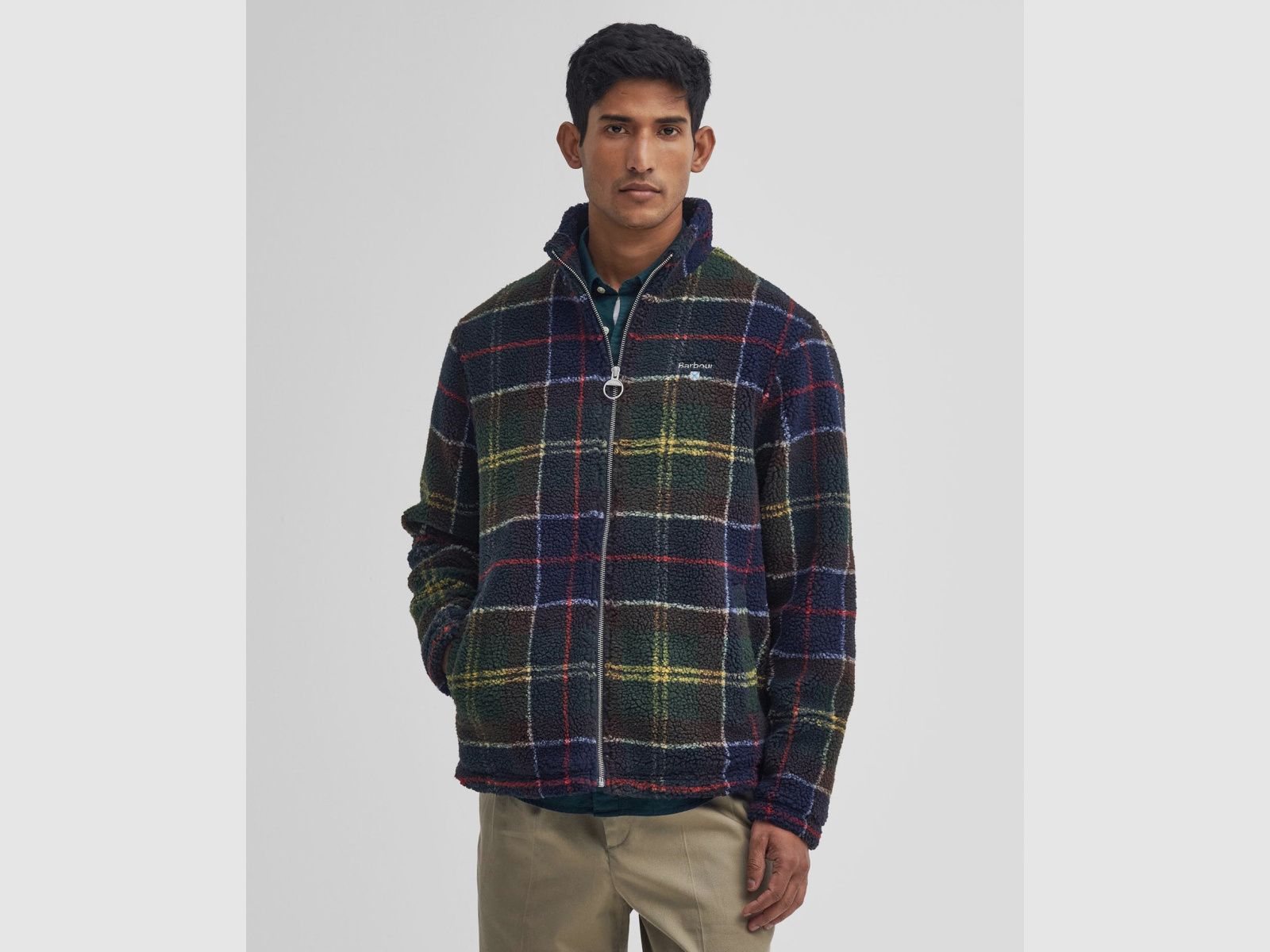 BARBOUR Fleece Jacket Tartan Sherpa Classic Tartan