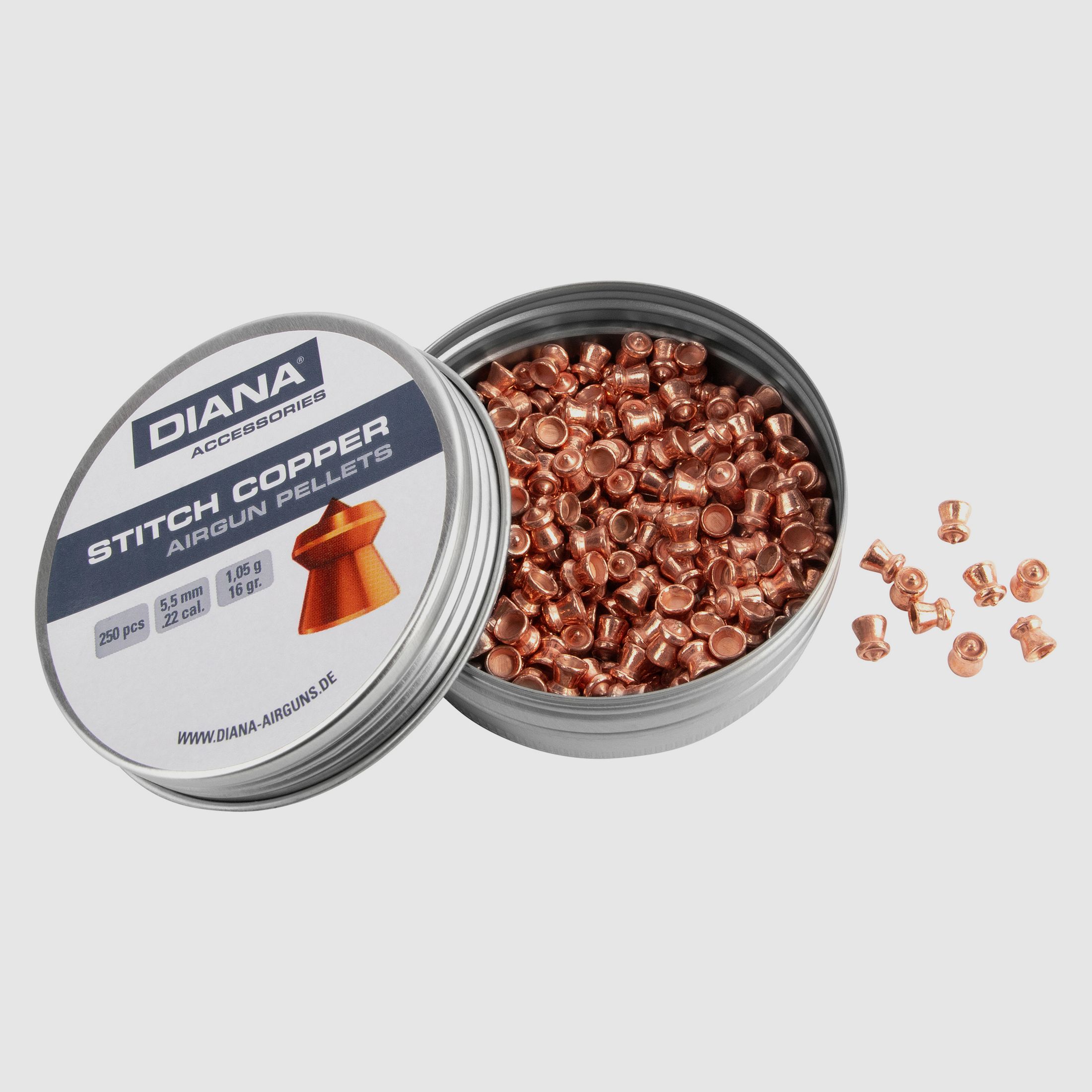 DIANA Spitzkopf Diabolos miedziowane gładkie 5,5mm 250 sztuk