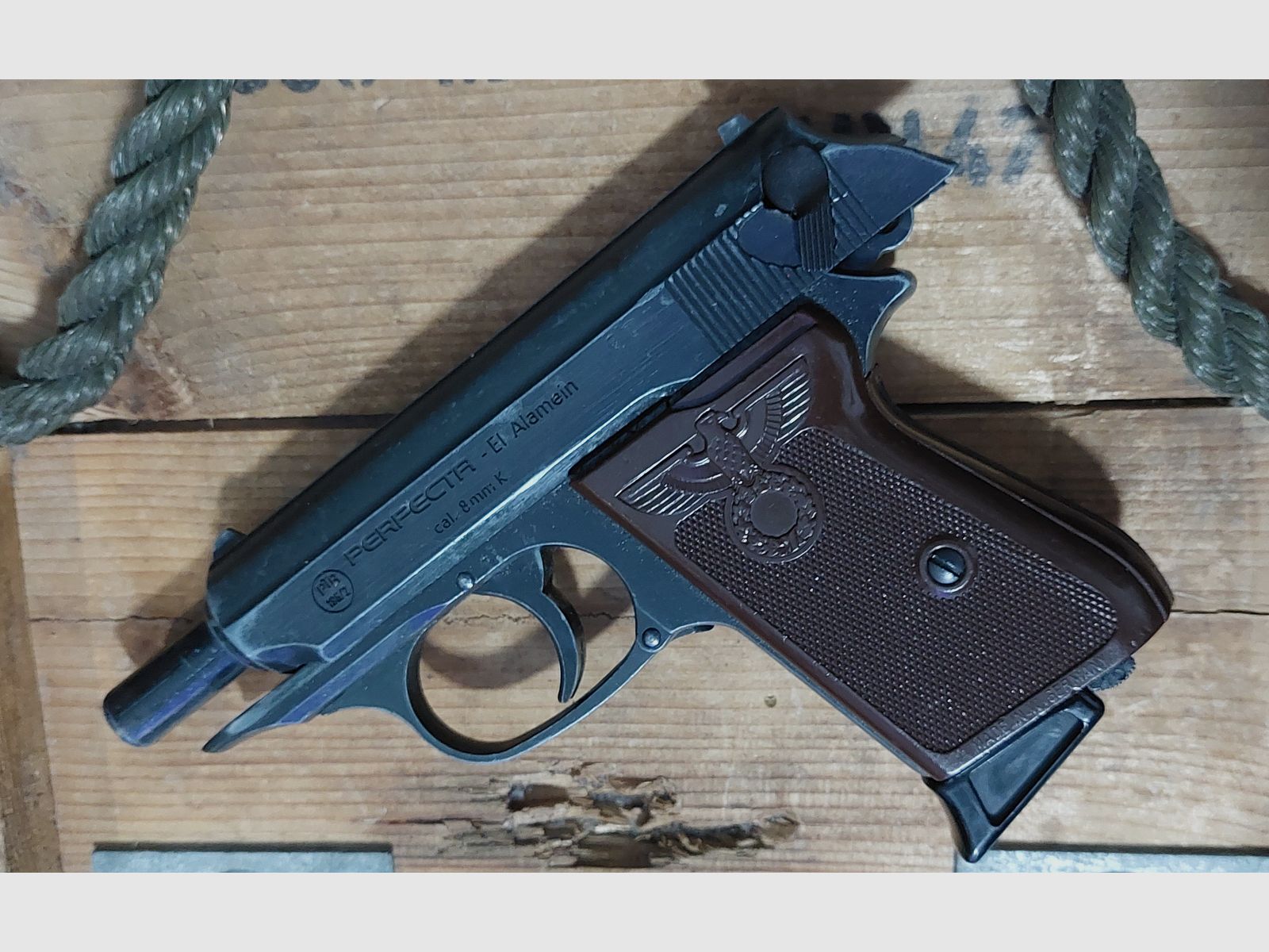 ⚠️SELTEN!⚠️ PERFECTA "El Alamein" Schreckschuss Pistole 8 mm P.A.K (PTB 196/2)