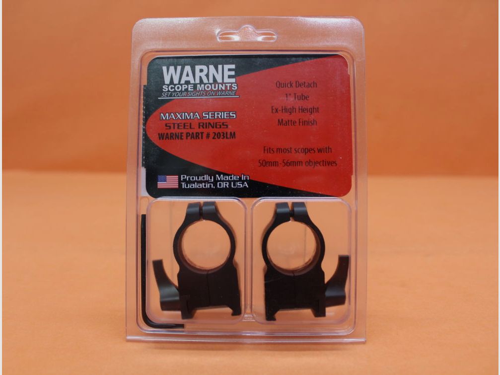 Warne Warne Maxima QD mounting rings 1" ExtraHigh (203LM) steel blued matte for Weaver profile