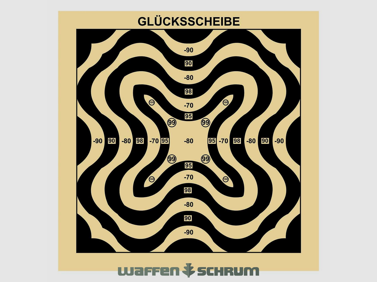 Braun Network Glücksscheibe Wellenmuster 14² mit zus. Ringen plus und minus Format: 14x14cm