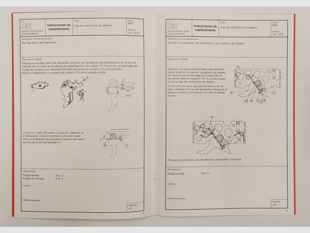 Heckler & Koch Operating Manual Heckler & Koch H&K MP5 Trigger Group in Italian