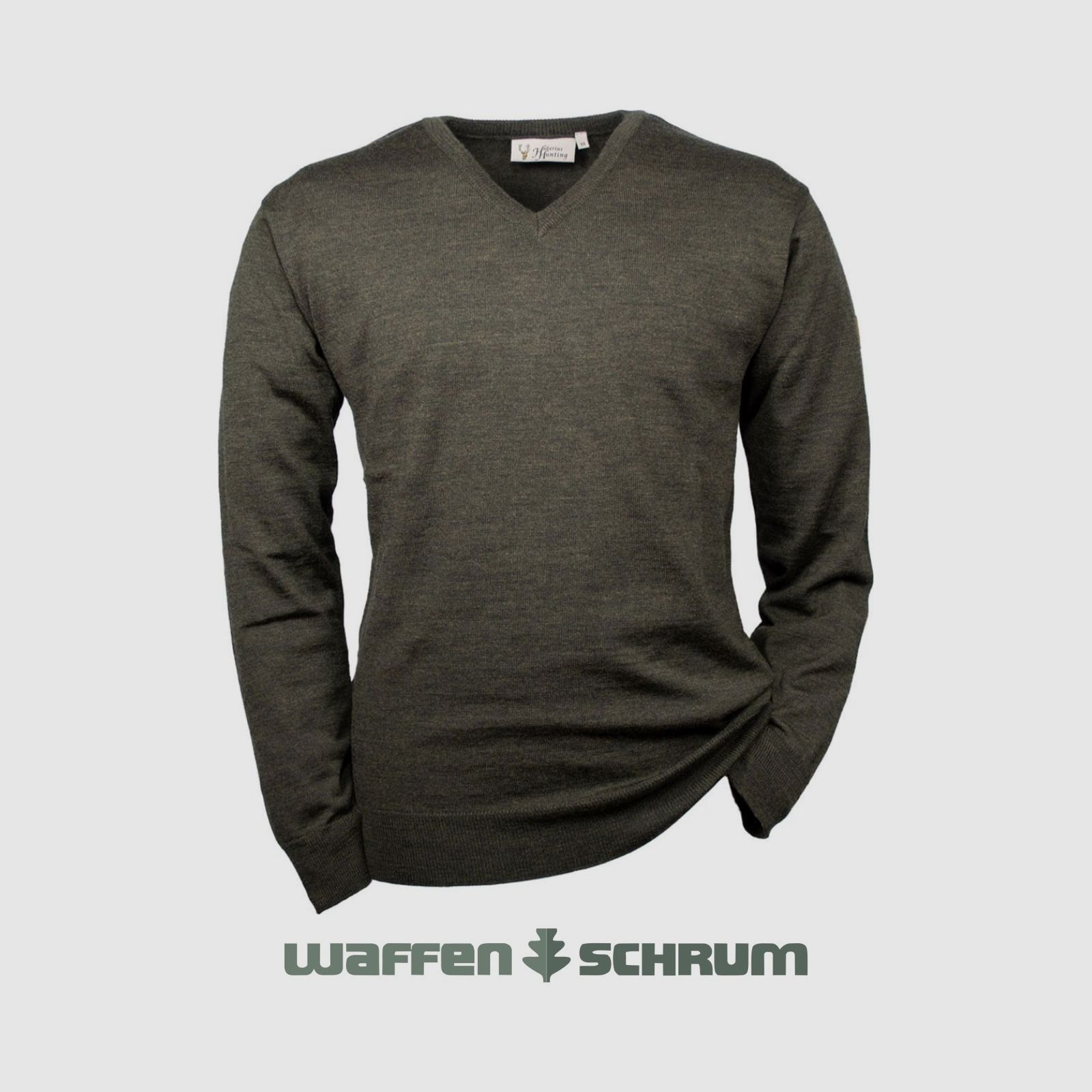 Hubertus Pullover V-neck Merino Olive/brown