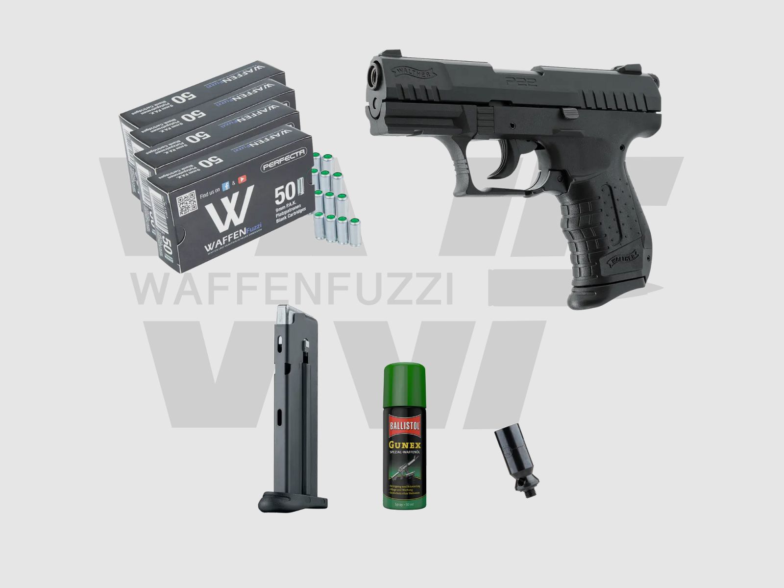 Walther P22 Ready "M" Set de Pistolet à Blanc Calibre 9mm PAK